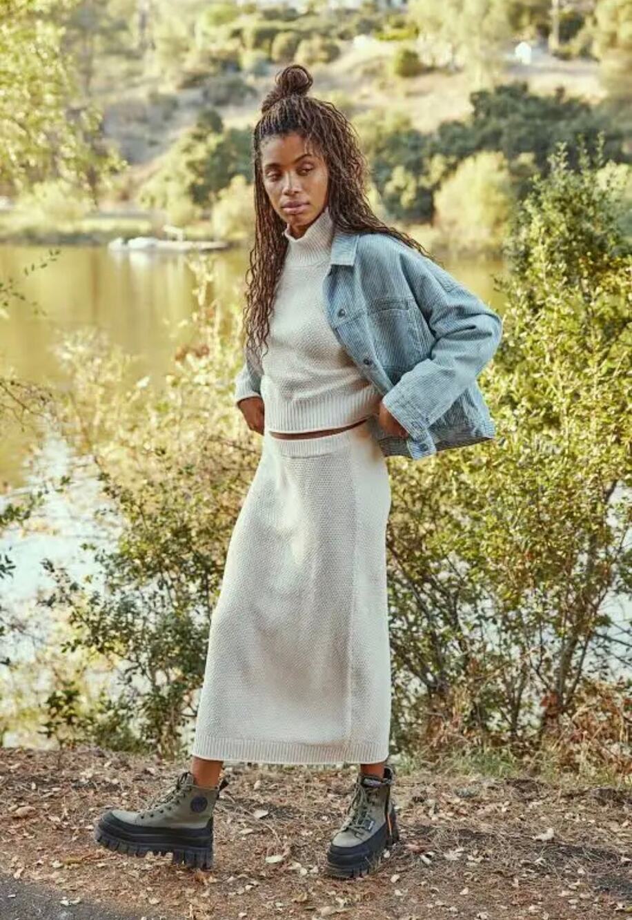 Free People FP Beach Urban Outfitters Hailie Sweater Skirt Set Natural XS